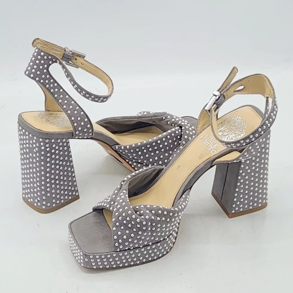 Vince Camuto Pedrana Studded Platform Sandals In Gray and Silver Size 7 M